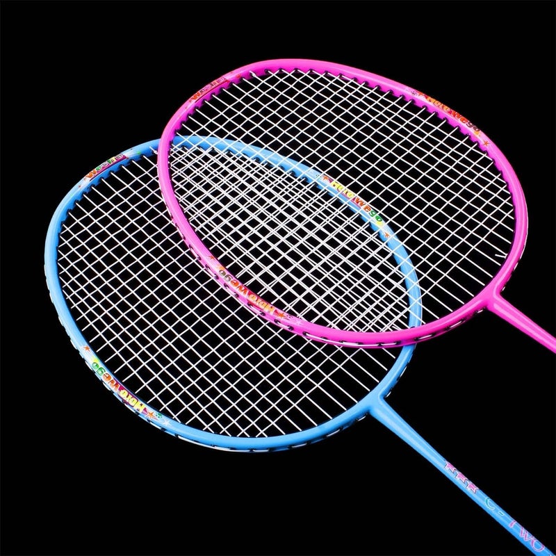 Senston Lightweight Beginner Badminton Set | 2 Rackets, 2 Shuttlecocks, Carry Bag Pink and Blue - Image 3